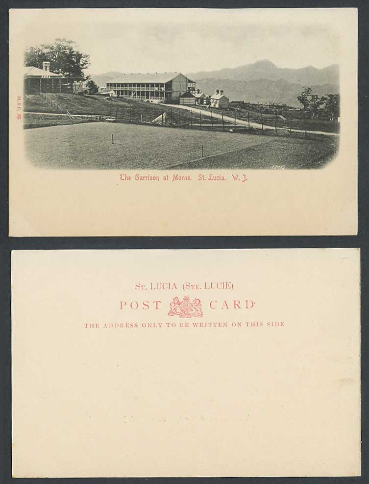 Saint St. Lucia Old UB Postcard The Garrison of Morne Military, W.I. West Indies