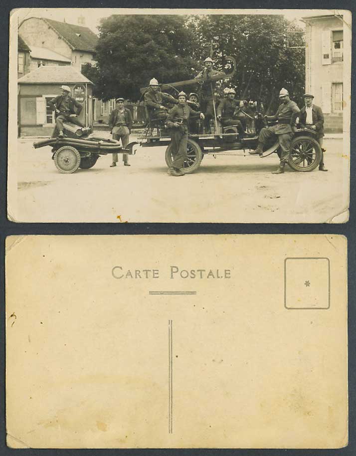Fire Brigade Firefighters Fire Engine Vehicle N6 Saulieu Old Real Photo Postcard