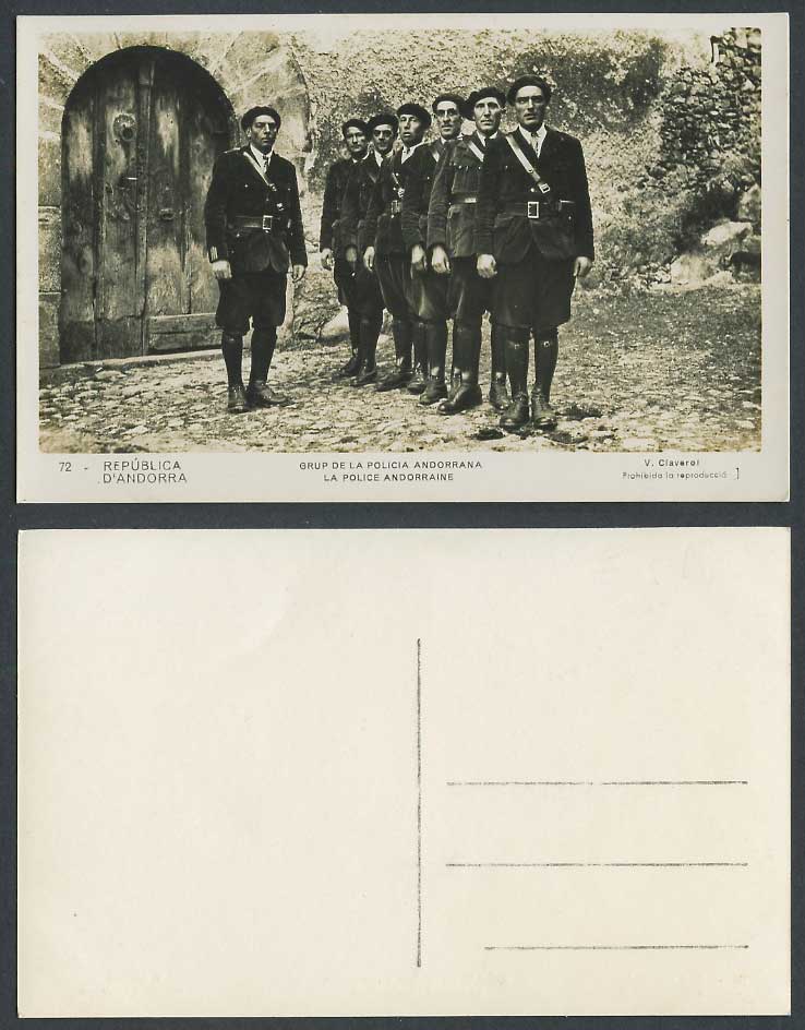 Andorra Rep. Old Real Photo Postcard Group of Police Officers Policemen, Uniform