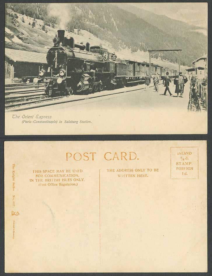 Salzburg Station Oriental Express Locomotive Train - Constantinople Old Postcard