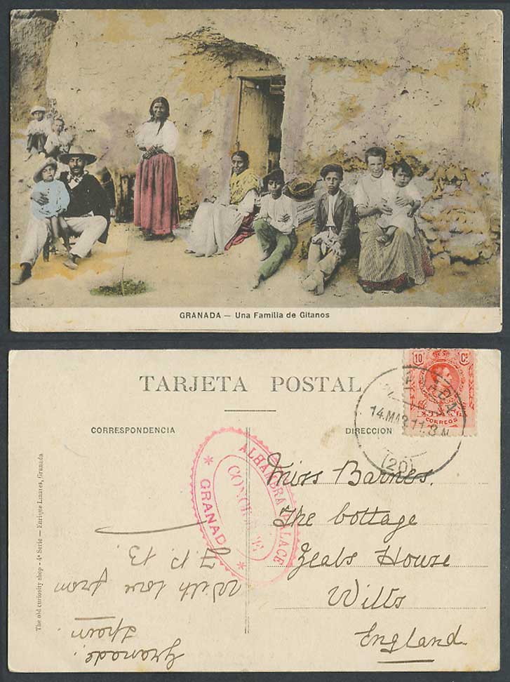 Spain 10c 1911 Old Postcard Granada Una Familia de Gitanos, Gypsies Gypsy Family