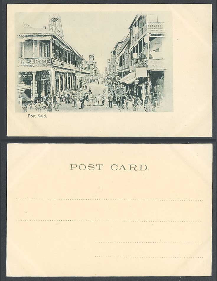 Egypt Old Postcard Port Said Rue du Commerce Street of Commerce Simon Arzt Shops