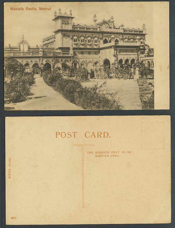India Old Postcard Mustaffa Mustafa Castle, by Nawab Ishaq Khan, Meerut Meerutt