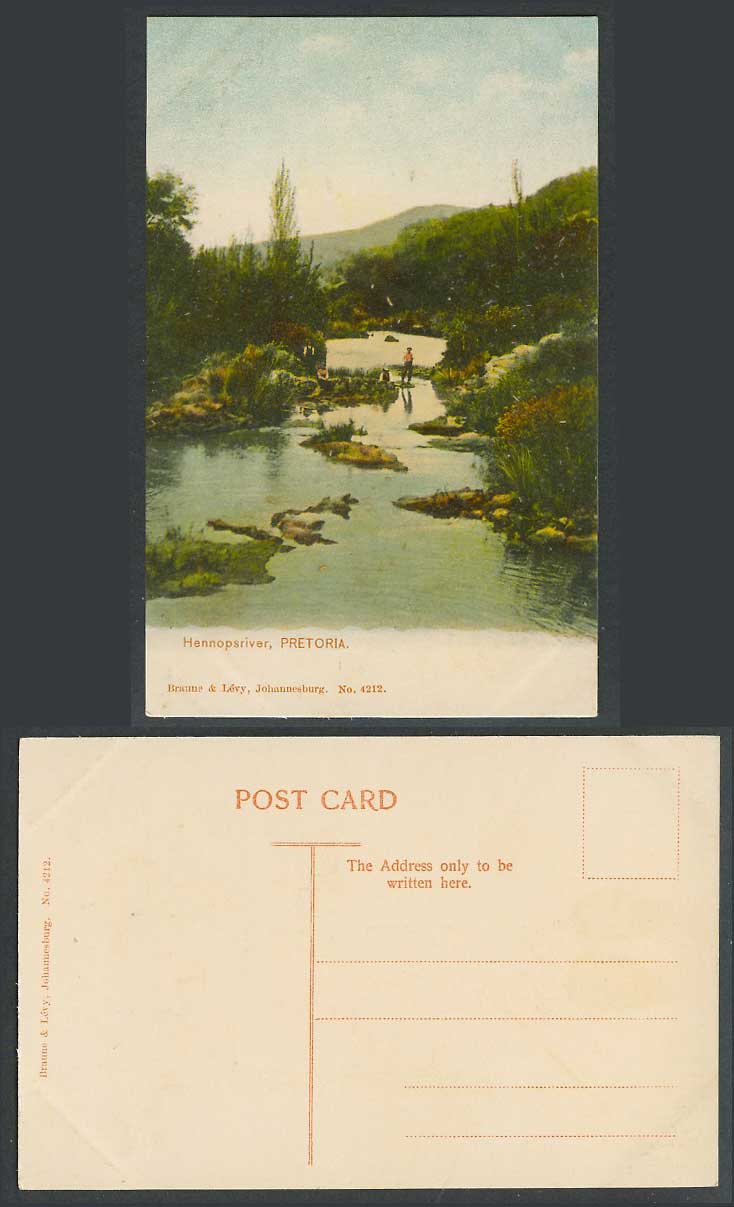 South Africa Old Colour Postcard Hennops River Pretoria Hennopsriver Rocks 2 Men