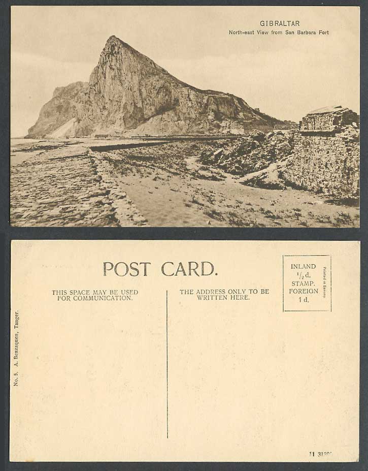 Gibraltar Old Postcard North East View from San Barbara Fort, Santa Barbara Fort
