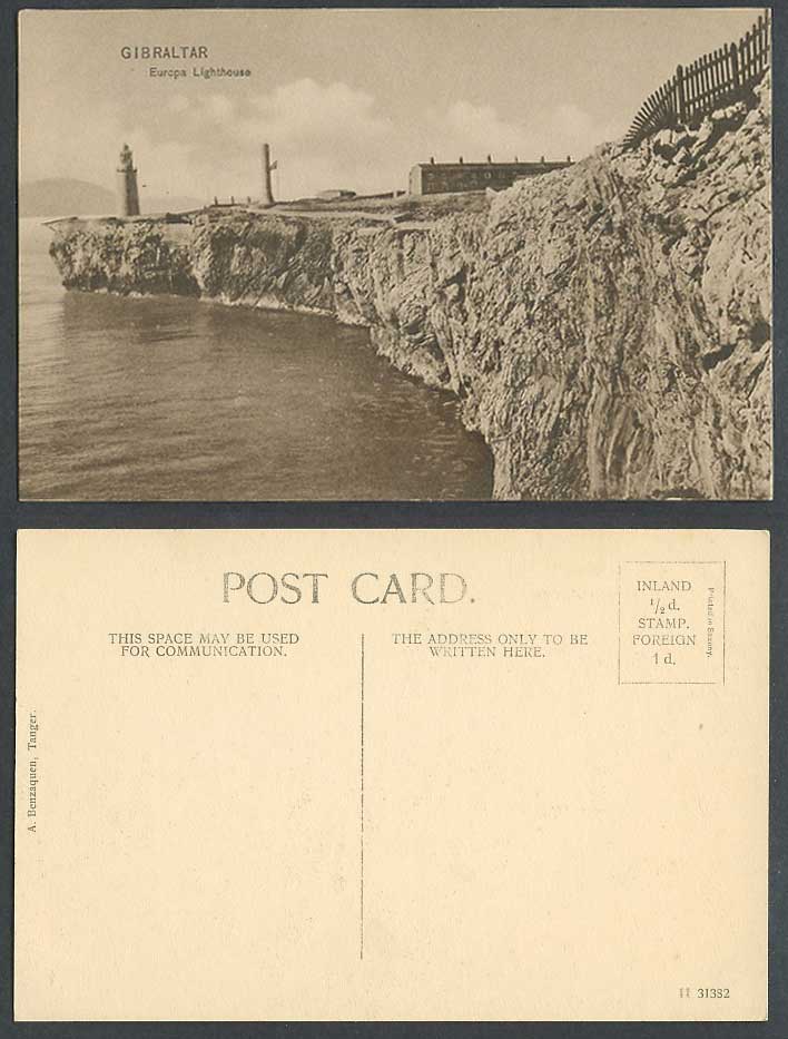 Gibraltar Old Postcard Europa Lighthouse Light House Cliffs Panorama A Benzaquen