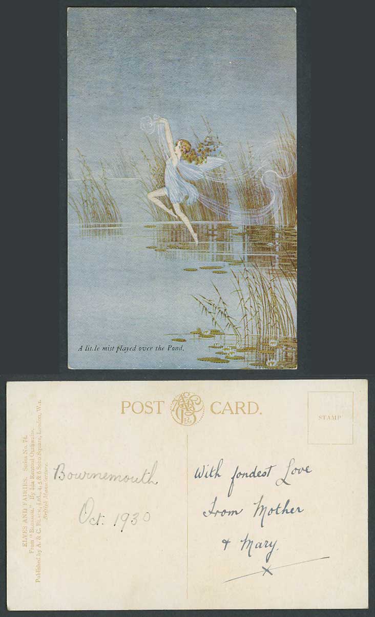 Ida Rentoul OUTHWAITE 1930 Old Postcard A Little Mist Played Over The Pond Fairy