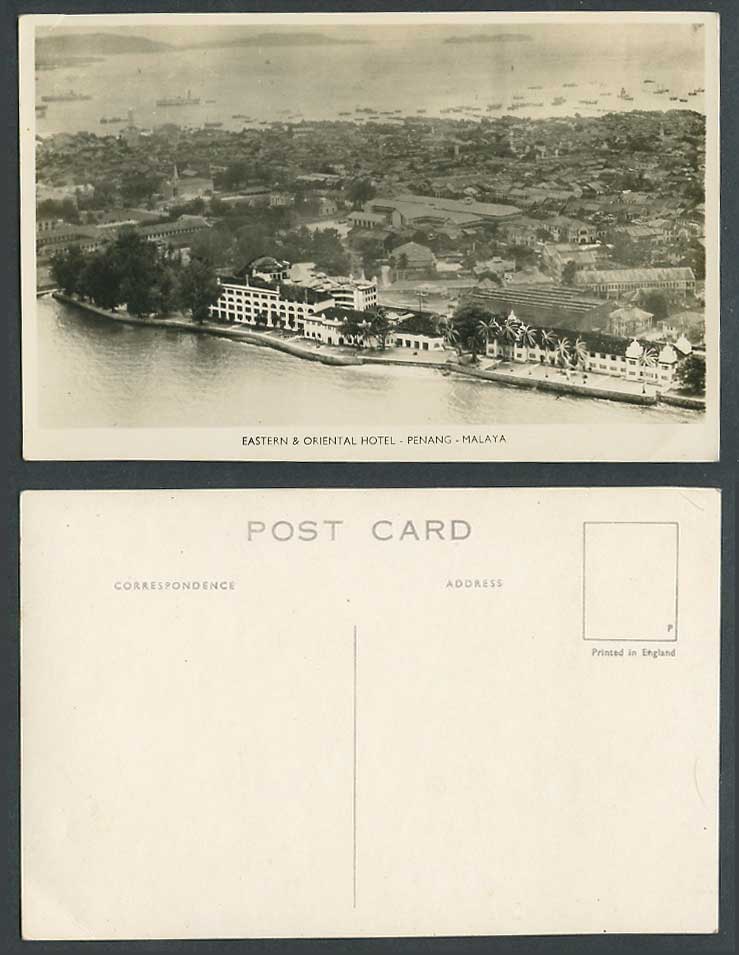 Penang Old Real Photo Postcard Eastern & Oriental Hotel Malaya, Harbour Panorama