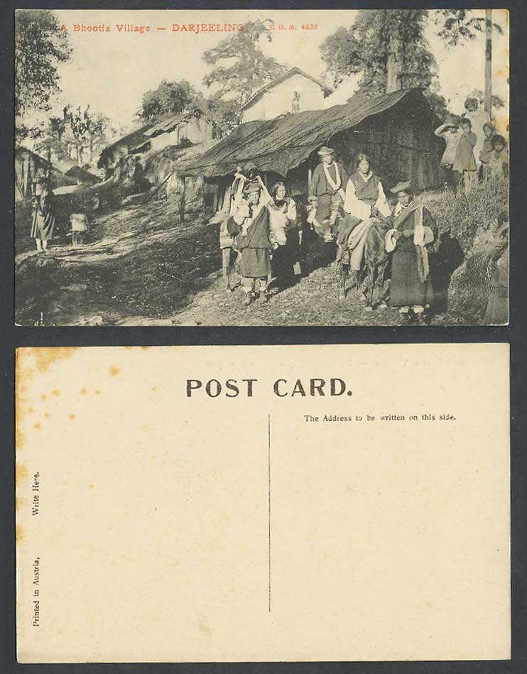 TIBET China Old Postcard A Bhootia Bhutia Village Darjeeling Tibetan Women House