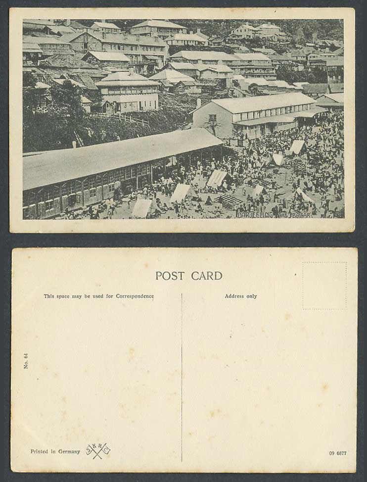 India Old Postcard Darjeeling The Bazar Native Market Street Scene Tents SKRC 64