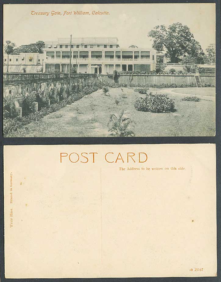 India Old Postcard Treasury Gate Fort William Calcutta, Indian Fortress 09 25167