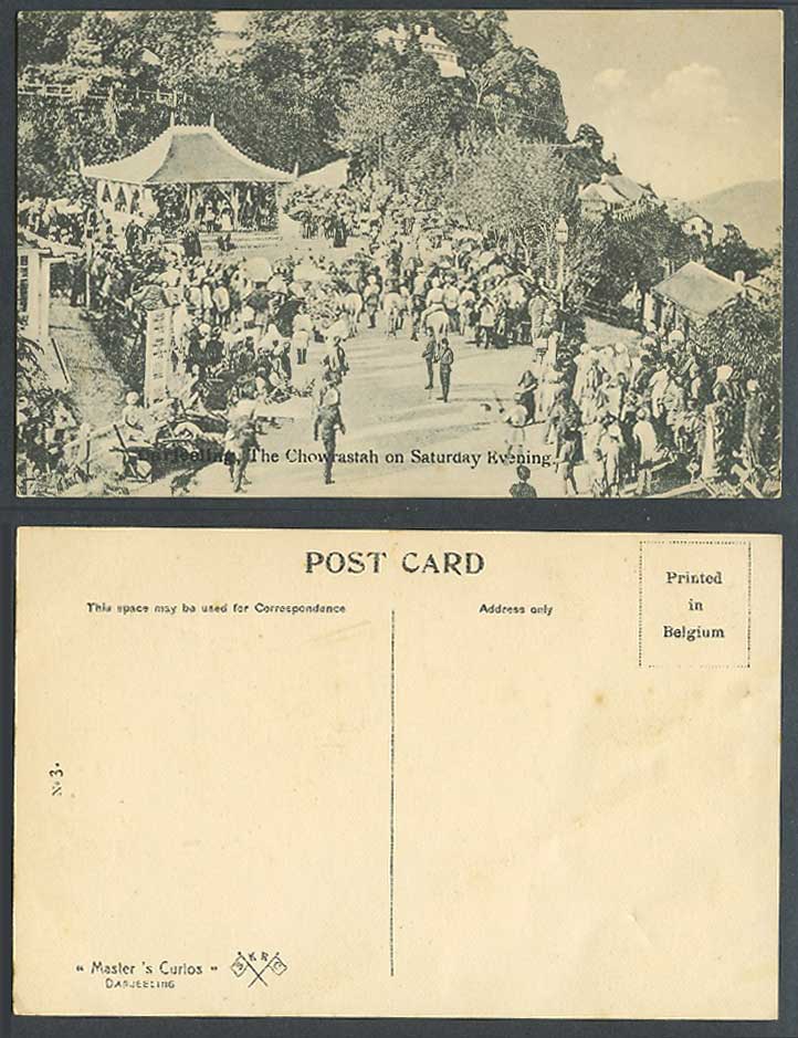 India Old Postcard Darjeeling The Chowrastah on Saturday Evening Chowrasta Crowd