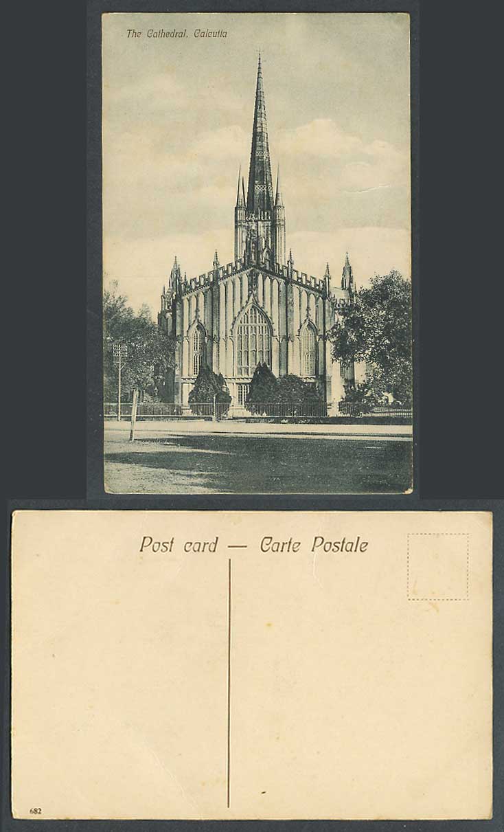 India Old Postcard The Cathedral Calcutta, St. Paul's Cathedral Church Tower 682