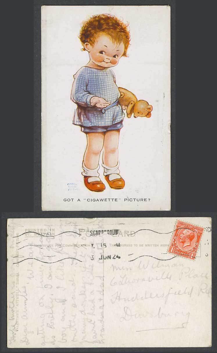 MABEL LUCIE ATTWELL 1924 Old Postcard Teddy Bear, Got a Cigawette Picture? 698