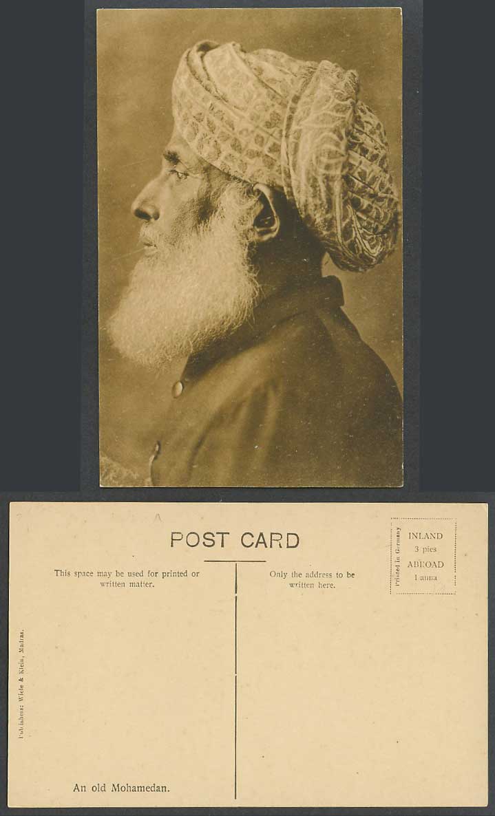 India Old Postcard Madras An Old Mohamedan Native Muslim Man and Turban Costumes