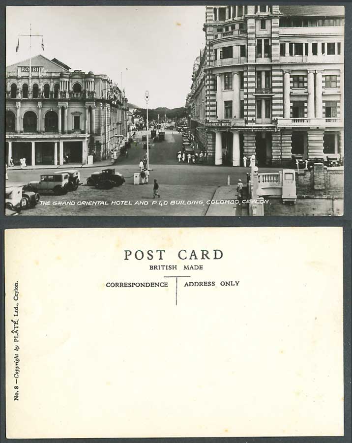 Ceylon Old Real Photo Postcard Grand Oriental Hotel, P&O Building Colombo Street