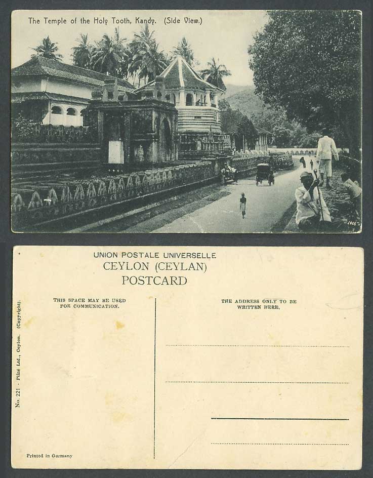 Ceylon Old Postcard Temple of The Holy Tooth Kandy Side View Street Scene No.221