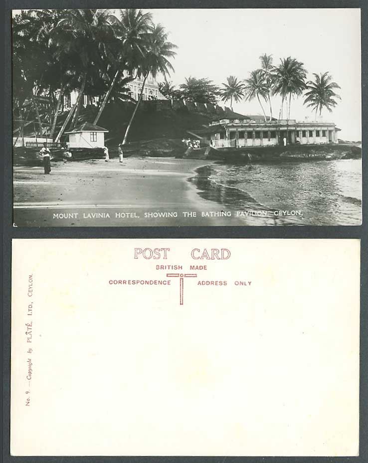 Ceylon Old Real Photo Postcard Mount Lavinia Hotel show Bathing Pavilion Colombo