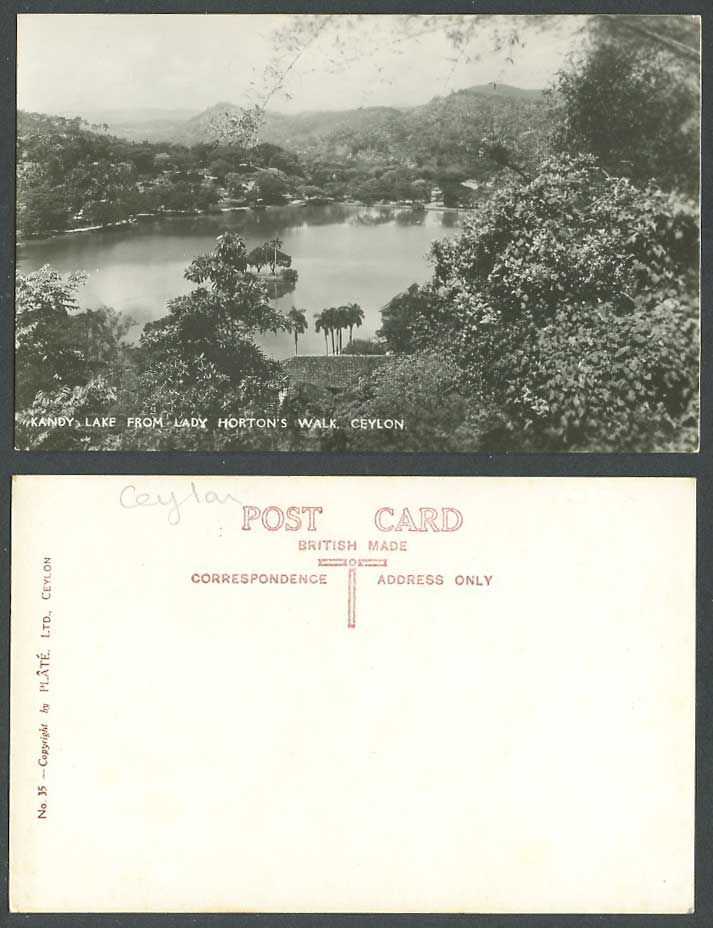 Ceylon Old Real Photo Postcard Kandy Lake from Lady Horton's Walk Panorama No.35