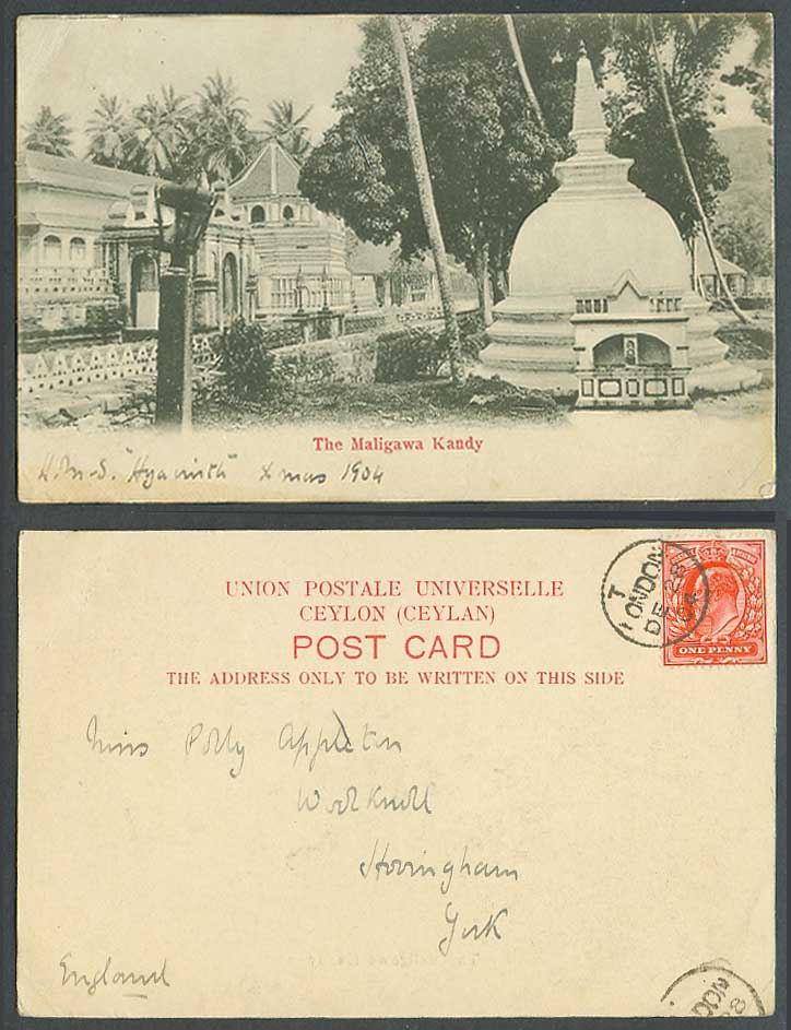 Ceylon GB KE7 1d 1904 Old UB Postcard Maligawa Kandy Dagoba Temple of Holy Tooth