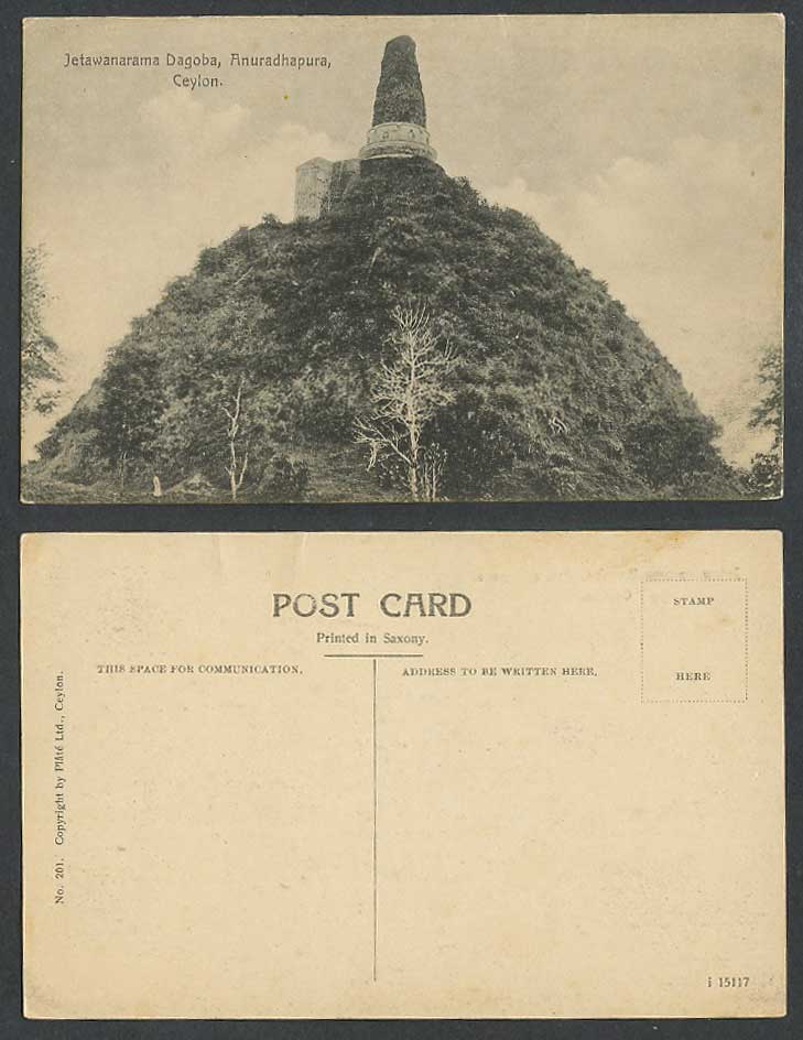 Ceylon Old Postcard Jetavanarama Jetawanarama Dagoba, Anuradhapura Ruins No. 201