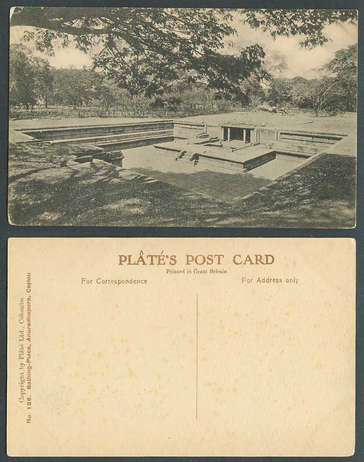 Ceylon Old Postcard Pokuna Bathing Place General View Anuradhapura Ruins No. 186