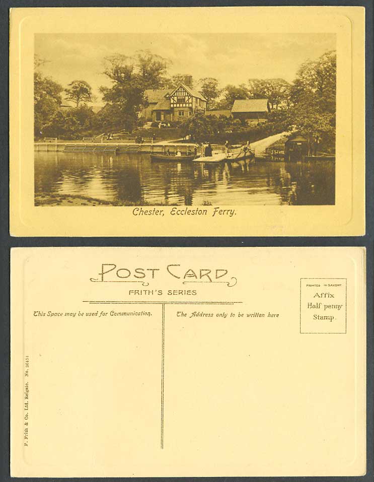 Chester Eccleston Ferry Boat, River Dee, Cheshire, Frith's Old Embossed Postcard