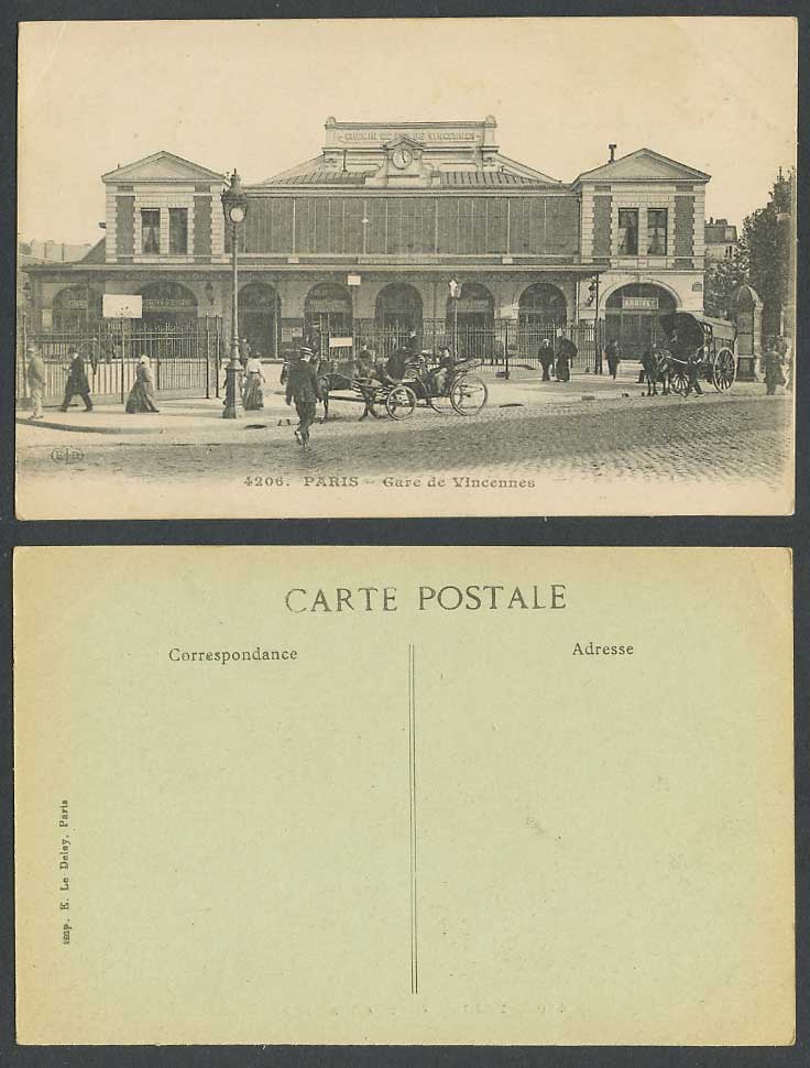 France Old Postcard Paris Gare de Vincennes, Railway Train Station, Street Scene