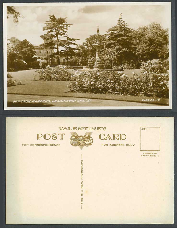 Leamington Spa Jephson Gardens Fountain Flowers Warwicks Old Real Photo Postcard