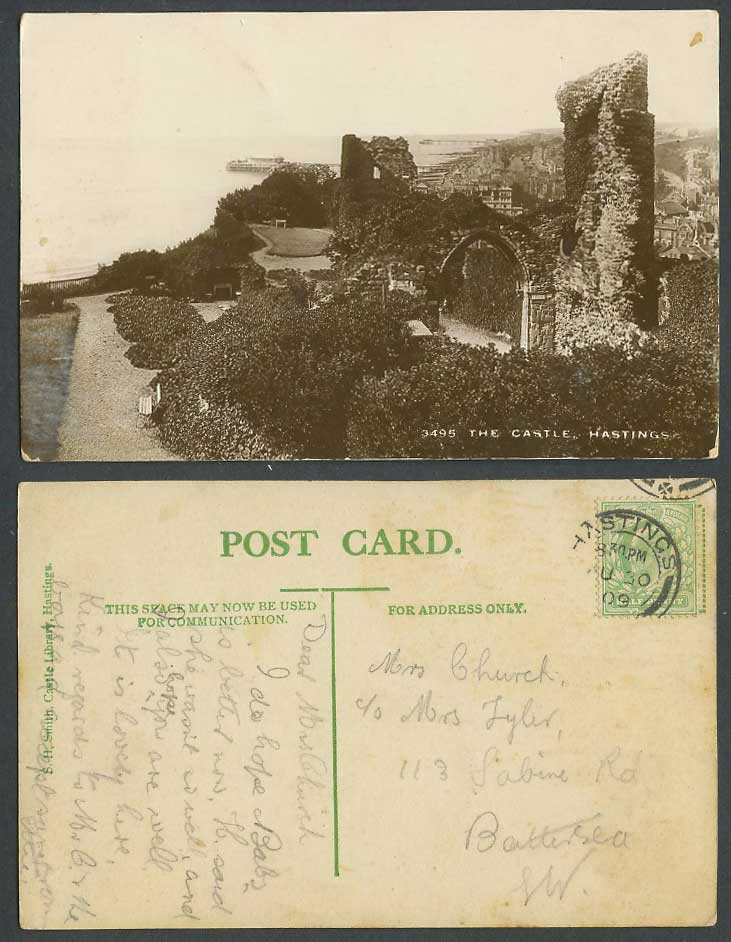 Hastings The Castle Ruins Arch Gate Panorama Sussex 1909 Old Real Photo Postcard
