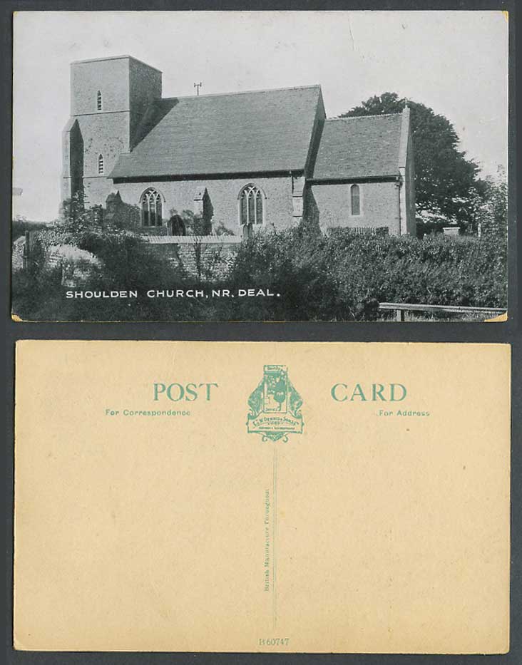 Sholden Shoulden Church Nr. Deal, Kent, St. Nicholas' Church Old Postcard Dainty