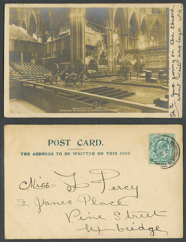 London Westminster Abbey, Coronation Chairs King Edward 7th 1902 Old RP Postcard