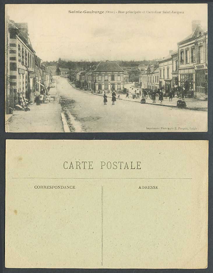 France Old Postcard Sainte-Gauburge Orne Rue Principale, Carrefour Saint Jacques