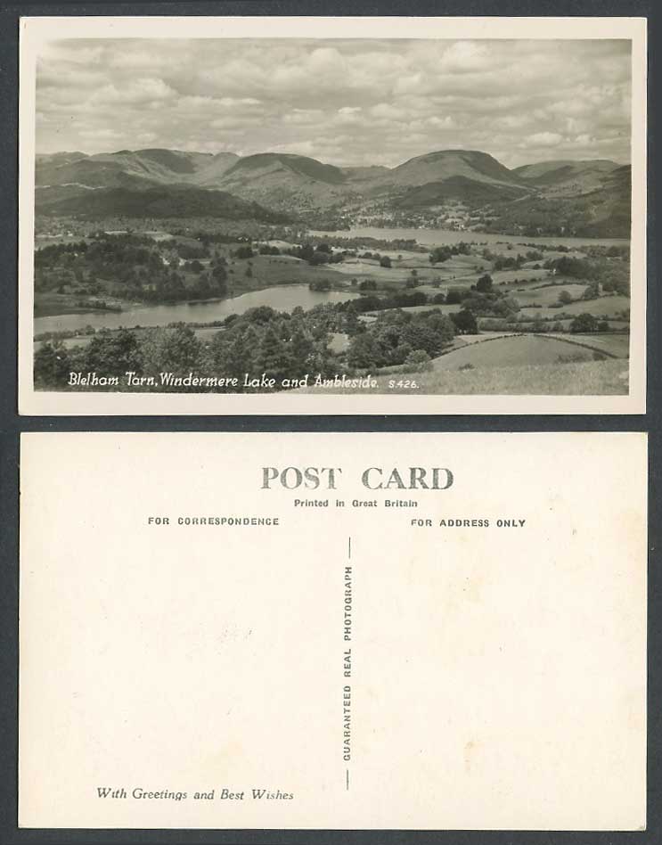 Blelham Tarn Windermere Lake and Ambleside Hill Panorama Old Real Photo Postcard