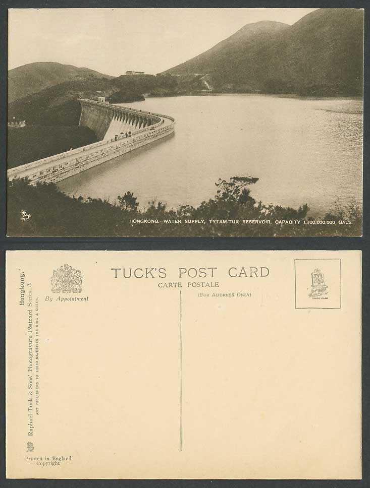Hong Kong DAM Old Tuck's Postcard Water Supply TYTAM-TUK Overflow, Bridge ,China