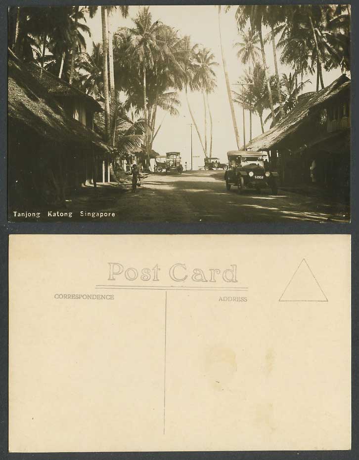 Singapore Old Photo Postcard Tanjong Katong, East Coast Road, Vintage Motor Cars
