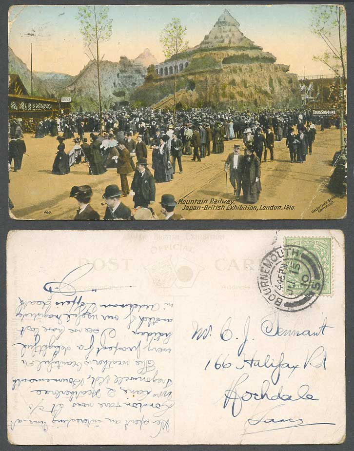 Japan-British Exhibition London 1910 Old Colour Postcard Mountain Railway No.666