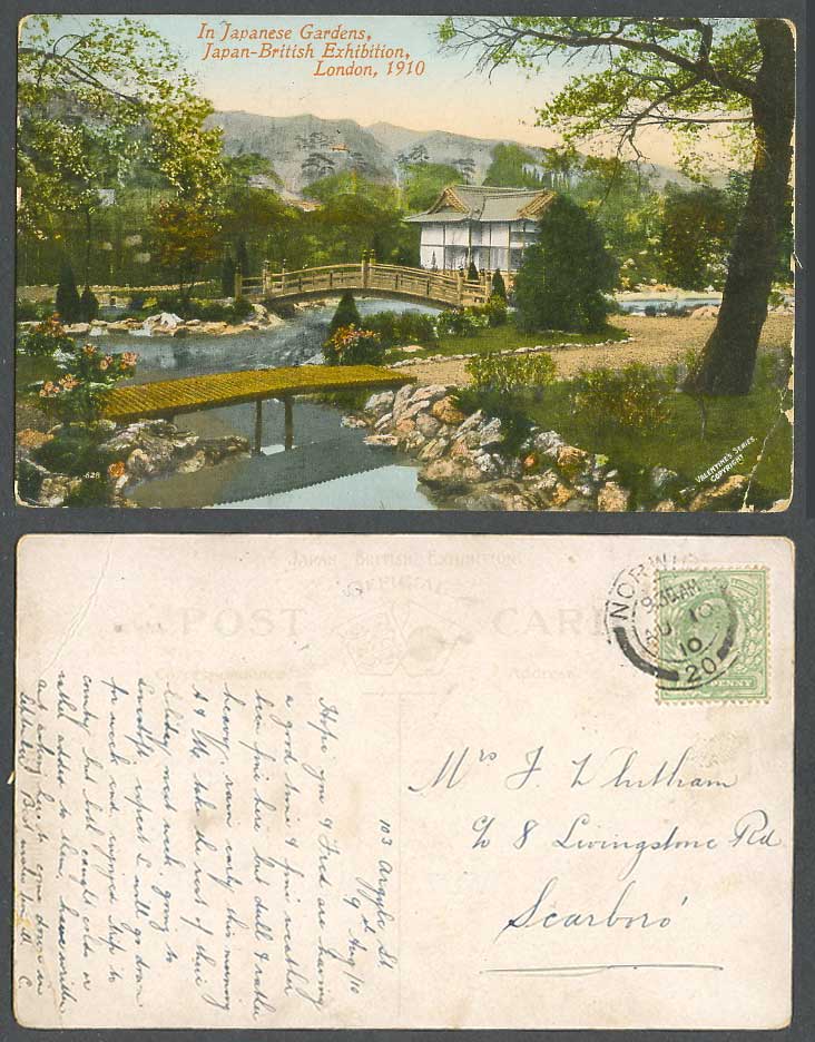 Japan-British Exhibition London 1910 Old Postcard In Japanese Gardens, Bridges