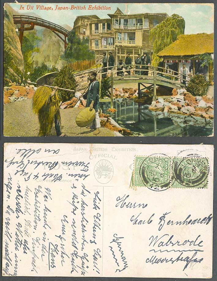 Japan-British Exhibition London 1910 Old Postcard In Uji Village, Bridge Bridges