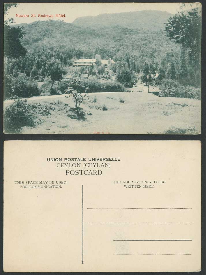 Ceylon Old Postcard Nuwara St. Andrews Hotel Mountains Nuwara Eliya Plate & Co.