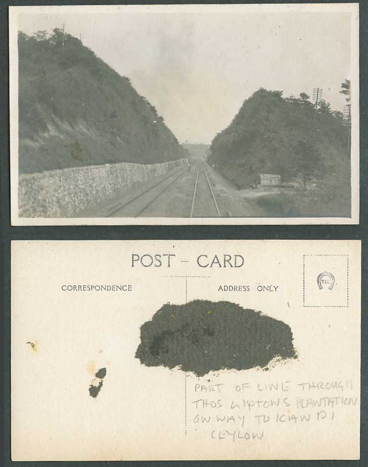 Ceylon Old Postcard Railway Line Through Lipton's Tea Plantation on Way to Kandy