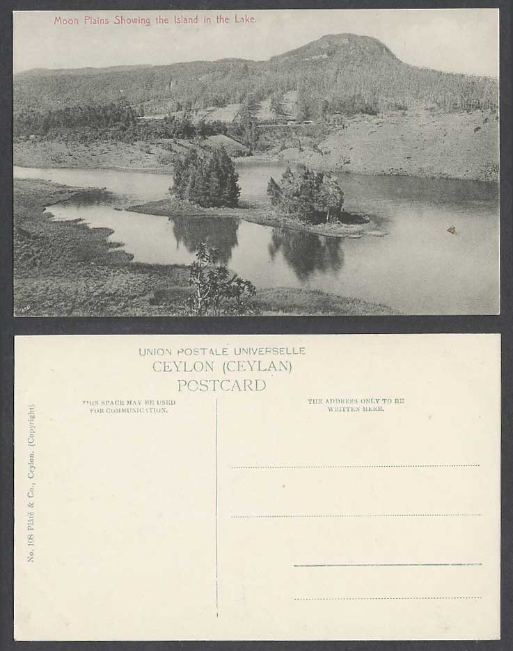 Ceylon Old Postcard Moon Plains showing The Island in The Lake Nuwara Ellya Hill