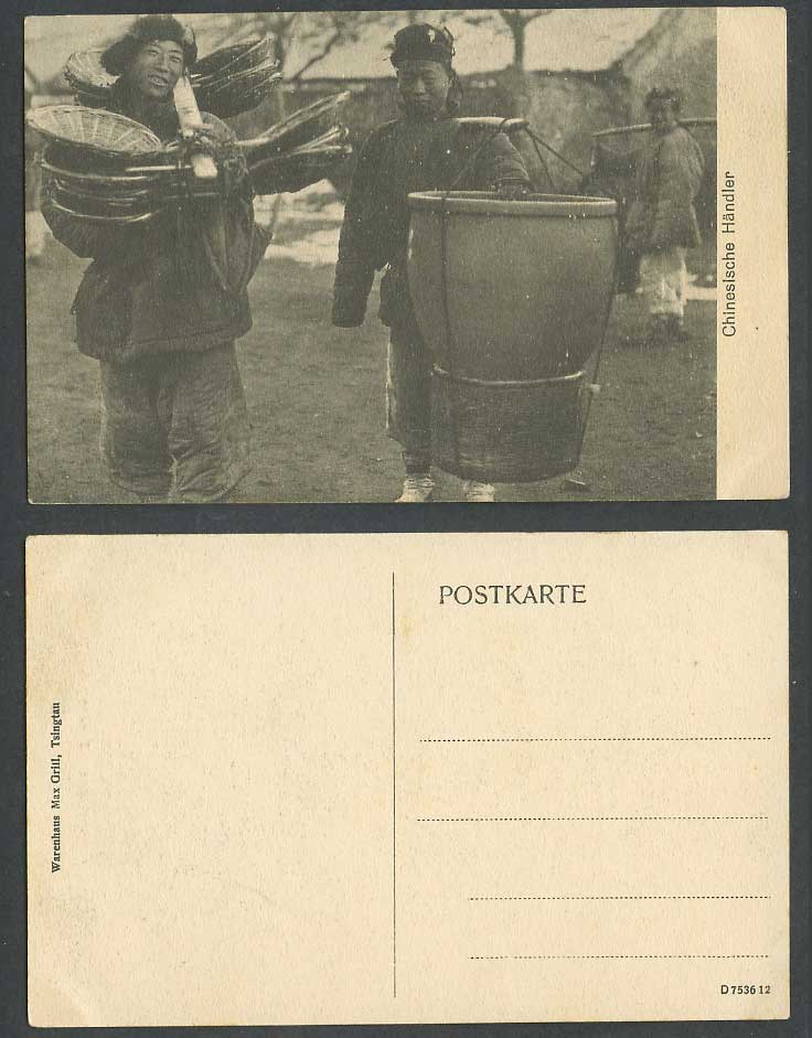 China Old Postcard Chinesische Handler Native Chinese Merchant Tsingtau Tsingtao
