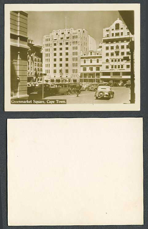 South Africa Old Snapshot Card, Cape Town, Greenmarket Square Street Scene, Cars