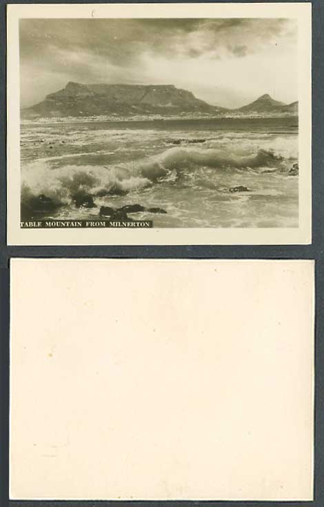 South Africa Old Snapshot Card Table Mountain from Milnerton Rough Sea Cape Town