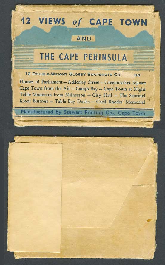 South Africa, Old Empty Wallet Folder for Cape Town and Cape Peninsula Snapshots
