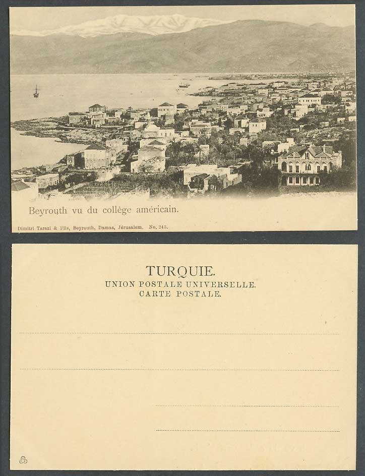Lebanon Syria Old UB Postcard Beirut Beyrouth Vu, Panorama from American College
