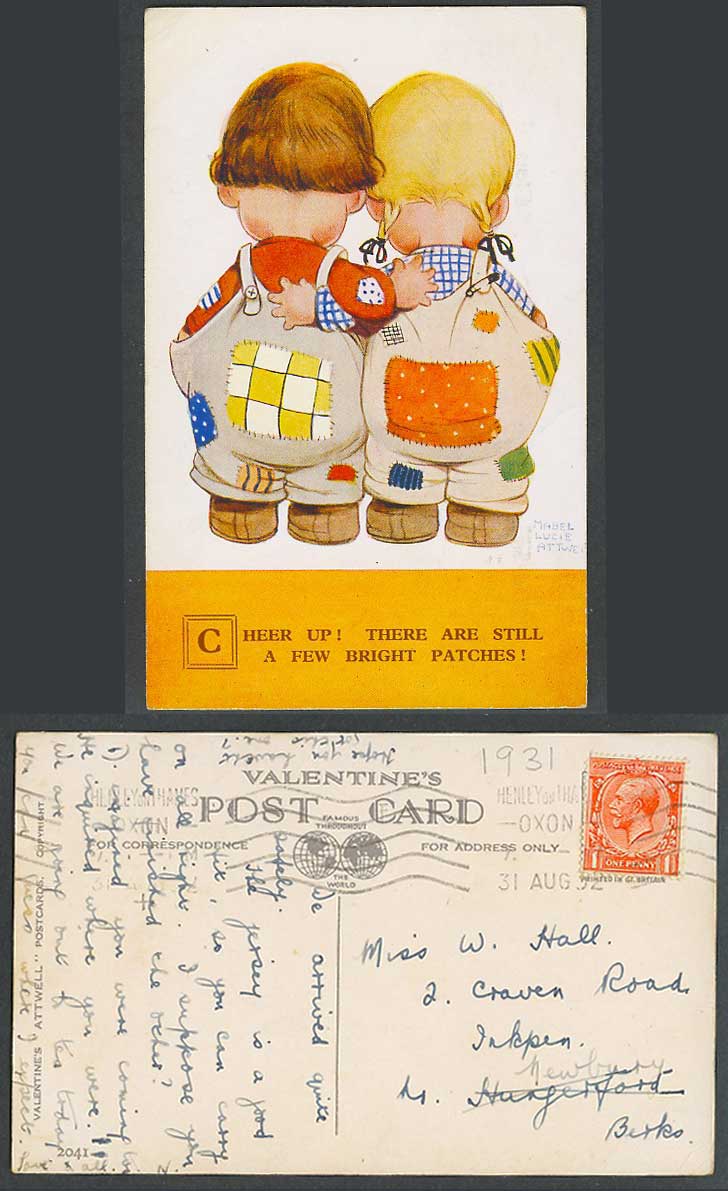 MABEL LUCIE ATTWELL 1932 Old Postcard Cheer Up! Still a Few Bright Patches! 2041