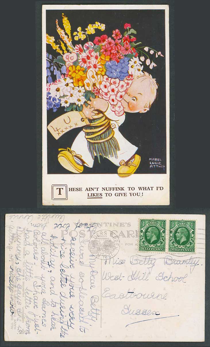 MABEL LUCIE ATTWELL 1936 Old Postcard Ain't Nuffink to I'd Like to Give You 2924