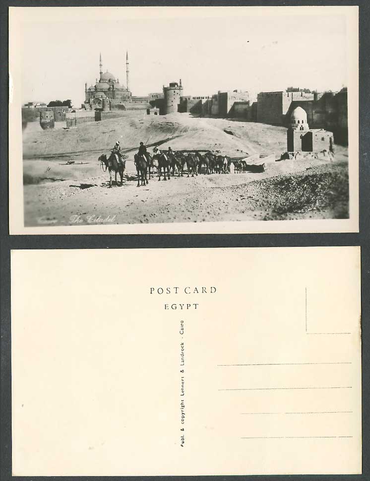 Egypt Old Real Photo Postcard Cairo The Citadel Citadelle Camel Caravan & Camels